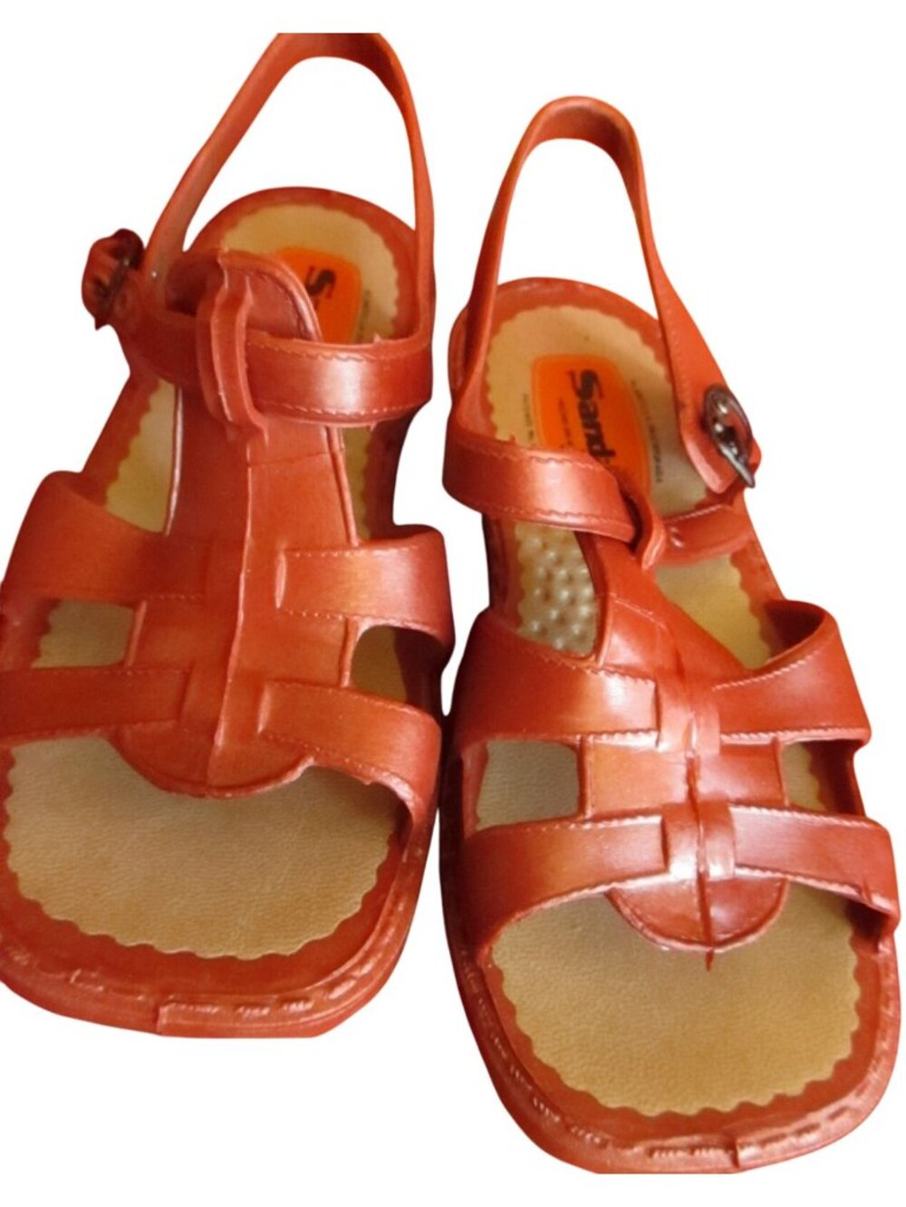 girls Sandals Sz 10.5 NEW NIB True Vtg 70s Brown RUBBER Strappy MEXICAN SANDAK
